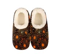 Mexpekil Halloween Spider Web Women's & Men's Slippers with Fluffy Collar Winter Warm House Slippers Anti-Slip Indoor House Shoes Gifts for Mum Dad (Sizes UK 4-5)