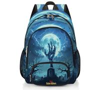 Mexpekil Halloween Zombie Hand Grave School Backpack Large School Bag for Girls Boys Kids Waterproof Laptop Backpack for Women Men Lightweight Hiking Travel Rucksack 17 Inch