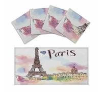 Mexpekil Hand Drawn Paris Eiffel Tower 4 pcs Magnetic Fluorescent Light Covers for Ceiling Lights 2x4 FT Lamp Shade Cover