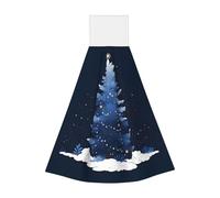 Mexpekil Hanging Hand Towels Highly Absorbent Blue Christmas Tree Bathroom Hand Towel Ultra Soft Tea Towels for Kitchen