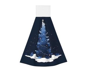 Mexpekil Hanging Hand Towels Highly Absorbent Blue Christmas Tree Bathroom Hand Towel Ultra Soft Tea Towels for Kitchen