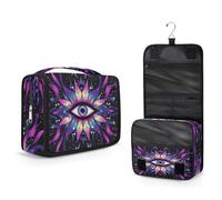 Mexpekil Hanging Toiletry Bag for Women Men Kids Evil Eye Art Painting Travel Makeup Bag Waterproof Large Portable Cosmetic Organiser with Hook and 4 Compartments