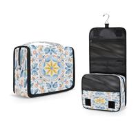 Mexpekil Hanging Toiletry Bag for Women Men Kids Watercolor Mandala Ethnic Floral Travel Makeup Bag Waterproof Large Portable Cosmetic Organiser with Hook and 4 Compartments