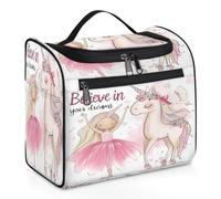 Mexpekil Hanging Travel Toiletry Bag with 11 Compartments, Ballet Beauty Unicorn Dream Cartoon Water-resistant Makeup Cosmetic Bag Travel Organizer for Accessories Shampoo Full-size Container Toiletri