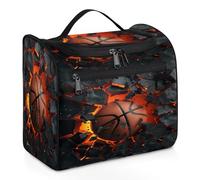Mexpekil Hanging Travel Toiletry Bag with 11 Compartments, Basketball Breaking a Flat Surface Water-resistant Makeup Cosmetic Bag Travel Organizer for Accessories Shampoo Full-size Container Toiletrie