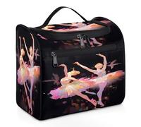 Mexpekil Hanging Travel Toiletry Bag with 11 Compartments, Beautiful Ballet Sisters Fantasia Water-resistant Makeup Cosmetic Bag Travel Organizer for Accessories Shampoo Full-size Container Toiletries