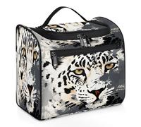 Mexpekil Hanging Travel Toiletry Bag with 11 Compartments, Black and White Cheetah Ink Painting Water-resistant Makeup Cosmetic Bag Travel Organizer for Accessories Shampoo Full-size Container Toiletr
