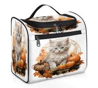 Mexpekil Hanging Travel Toiletry Bag with 11 Compartments, Black Cat Pumpkin with Dead Leaves Fall Water-resistant Makeup Cosmetic Bag Travel Organizer for Accessories Shampoo Full-size Container Toil