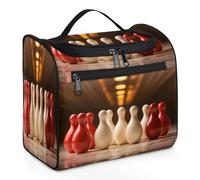 Mexpekil Hanging Travel Toiletry Bag with 11 Compartments, Colored Bowling Ball Sports Balls Water-resistant Makeup Cosmetic Bag Travel Organizer for Accessories Shampoo Full-size Container Toiletries