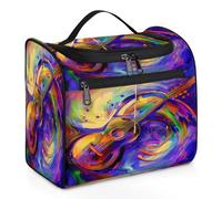 Mexpekil Hanging Travel Toiletry Bag with 11 Compartments, Colored Viola Oil Painting Abstract Art Water-resistant Makeup Cosmetic Bag Travel Organizer for Accessories Shampoo Full-size Container Toil