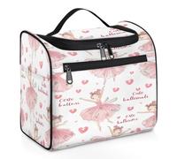 Mexpekil Hanging Travel Toiletry Bag with 11 Compartments, Cute Ballet Dancer Cartoon Water-Resistant Makeup Cosmetic Bag Travel Organizer for Accessories Shampoo Full-Size Container Toiletries