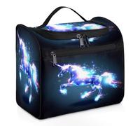 Mexpekil Hanging Travel Toiletry Bag with 11 Compartments, Dream Unicorn Water-Resistant Makeup Cosmetic Bag Travel Organizer for Accessories Shampoo Full-Size Container Toiletries