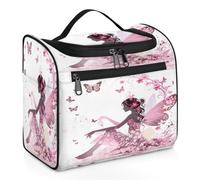 Mexpekil Hanging Travel Toiletry Bag with 11 Compartments, Elf Girl in a Bush of Flowers Butterfly Beauty Daisy Water-resistant Makeup Cosmetic Bag Travel Organizer for Accessories Shampoo Full-size C