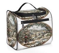 Mexpekil Hanging Travel Toiletry Bag with 11 Compartments, Enchanted Holiday Scene Water-Resistant Makeup Cosmetic Bag Travel Organizer for Accessories Shampoo Full-Size Container Toiletries