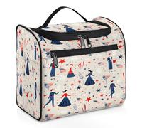 Mexpekil Hanging Travel Toiletry Bag with 11 Compartments, Flag People Independence Day Patriotism Water-resistant Makeup Cosmetic Bag Travel Organizer for Accessories Shampoo Full-size Container Toil