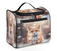 Mexpekil Hanging Travel Toiletry Bag with 11 Compartments, Fox Snow Snowflake Winter Animal Water-Resistant Makeup Cosmetic Bag Travel Organizer for Accessories Shampoo Full-Size Container Toiletries