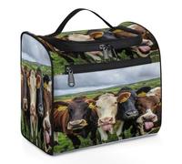 Mexpekil Hanging Travel Toiletry Bag with 11 Compartments, Funny Funny Cow with Tongue Out Water-Resistant Makeup Cosmetic Bag Travel Organizer for Accessories Shampoo Full-Size Container Toiletries