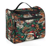 Mexpekil Hanging Travel Toiletry Bag with 11 Compartments, Holly Jolly Antlers Water-Resistant Makeup Cosmetic Bag Travel Organizer for Accessories Shampoo Full-Size Container Toiletries
