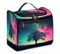 Mexpekil Hanging Travel Toiletry Bag with 11 Compartments, Number in Aurora Borealis Water-Resistant Makeup Cosmetic Bag Travel Organizer for Accessories Shampoo Full-Size Container Toiletries