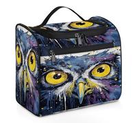 Mexpekil Hanging Travel Toiletry Bag with 11 Compartments, Owl Eyes Watercolor Water-Resistant Makeup Cosmetic Bag Travel Organizer for Accessories Shampoo Full-Size Container Toiletries