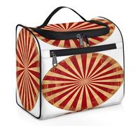Mexpekil Hanging Travel Toiletry Bag with 11 Compartments, Retro Sunburst Water-Resistant Makeup Cosmetic Bag Travel Organizer for Accessories Shampoo Full-Size Container Toiletries