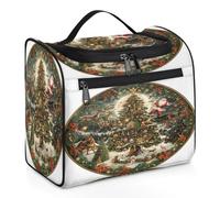 Mexpekil Hanging Travel Toiletry Bag with 11 Compartments, Santa's Festive Wonderland Water-Resistant Makeup Cosmetic Bag Travel Organizer for Accessories Shampoo Full-Size Container Toiletries