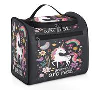 Mexpekil Hanging Travel Toiletry Bag with 11 Compartments, Unicorn Rainbow Flower Cartoon Water-Resistant Makeup Cosmetic Bag Travel Organizer for Accessories Shampoo Full-Size Container Toiletries