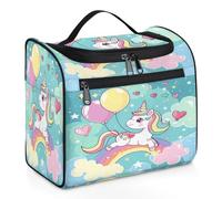 Mexpekil Hanging Travel Toiletry Bag with 11 Compartments, Unicorn Rainbow Love Balloon Cartoon Water-resistant Makeup Cosmetic Bag Travel Organizer for Accessories Shampoo Full-size Container Toiletr