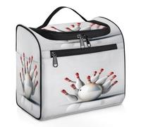 Mexpekil Hanging Travel Toiletry Bag with 11 Compartments, White Bowling Ball Sports Balls Water-Resistant Makeup Cosmetic Bag Travel Organizer for Accessories Shampoo Full-Size Container Toiletries