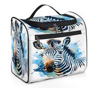 Mexpekil Hanging Travel Toiletry Bag with 11 Compartments, Zebra Ink Painting Water-Resistant Makeup Cosmetic Bag Travel Organizer for Accessories Shampoo Full-Size Container Toiletries