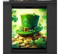 Mexpekil Hat Gold Coin Clover Dishwasher Magnet Cover 21x26Inch Decorative Dish Washer Sticker for Front Door Waterproof Kitchen Appliance Panel Magnetic Decal