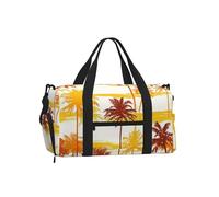 Mexpekil Hawaiian Orange Coconut Tree Gym Bag with Shoe Compartment Waterproof Duffel Bag Large Overnight Weekend Bags Travel Holdall for Women Men Teens