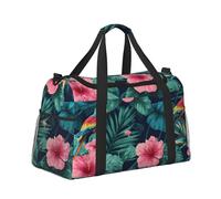 Mexpekil Hawaiian Plants Birds Duffel Bag Large Carry On Hand Luggage Bags Waterproof Weekender Bags Foldable Tote Bag for Travel Sports Gym Dance