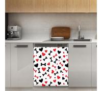 Mexpekil Hearts Dog Bones Dishwasher Magnet Cover 21x26Inch Decorative Dish Washer Sticker for Front Door Waterproof Kitchen Appliance Panel Magnetic Decal