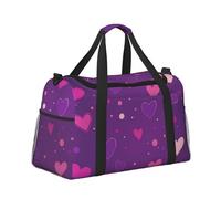 Mexpekil Hearts Dots Pink Purple Duffel Bag Large Carry On Hand Luggage Bags Waterproof Weekender Bags Foldable Tote Bag for Travel Sports Gym Dance