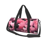 Mexpekil Hearts Pink Black Foldable Gym Bag Carry On Travel Duffle Bags Waterproof Woman Men Hand Luggage Bag Large Weekend Overnight Bags for Sports Dance with Removable Strap
