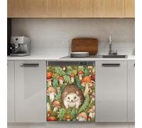 Mexpekil Hedgehog Mushroom Leaf Dishwasher Magnet Cover 21x26Inch Decorative Dish Washer Sticker for Front Door Waterproof Kitchen Appliance Panel Magnetic Decal