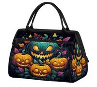 Mexpekil Horrible Pumpkins Travel Duffel Bag Waterproof Gym Bag Carry On Weekend Overnight Bags Large Hand Luggage Tote Bags for Women Men Kids