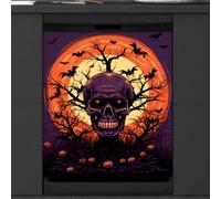 Mexpekil Horrible Skull Bat Dishwasher Magnet Cover | Reusable Dish Washer Covers Decorative Dishwasher Front Panel Magnetic Cover Sticker for Kitchen Appliances 21x26inch