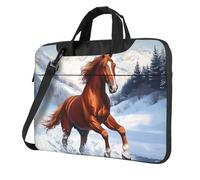 Mexpekil Horse Snowy Mountain Lake Laptop Bag for Women Men 14 Inch Portable Laptop Case Sleeve with Shoulder Strap Computer Carrying Case Messenger Bags for Business Travel College