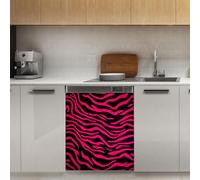 Mexpekil Hot Pink Black Zebra Print Dishwasher Magnet Cover 21x26Inch Decorative Dish Washer Sticker for Front Door Waterproof Kitchen Appliance Panel Magnetic Decal
