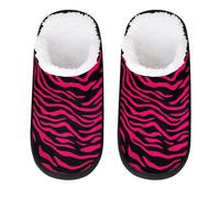 Mexpekil Hot Pink Black Zebra Print Fluffy Slippers for Women Men M