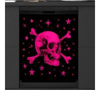 Mexpekil Hot Pink Skull Star Dishwasher Magnet Cover | 23x26inch Reusable Dish Washer Covers Decorative Dishwasher Front Panel Magnetic Cover Sticker for Kitchen Appliances