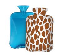 Mexpekil Hot Water Bottle with Soft Flannel Cover 2L Large Hot Water Bag for Pain Relief, Warm Hands, Feet & Body Ideal Gifts for Adults Kids (Giraffe Skin Pattern)
