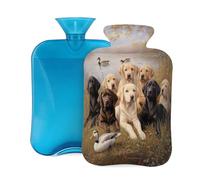 Mexpekil Hot Water Bottle with Soft Flannel Cover 2L Large Hot Water Bag for Pain Relief, Warm Hands, Feet & Body Ideal Gifts for Adults Kids (Labrador Retriever Puppies)