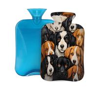 Mexpekil Hot Water Bottle with Soft Flannel Cover 2L Large Hot Water Bag for Pain Relief, Warm Hands, Feet & Body Ideal Gifts for Adults Kids (Cute Dogs)