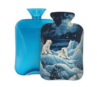 Mexpekil Hot Water Bottle with Soft Flannel Cover 2L Large Hot Water Bag for Pain Relief, Warm Hands, Feet & Body Ideal Gifts for Adults Kids (Winter Polar Bear)