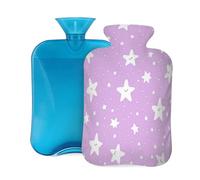 Mexpekil Hot Water Bottle with Soft Flannel Cover 2L Large Hot Water Bag for Pain Relief, Warm Hands, Feet & Body Ideal Gifts for Adults Kids (Purple White Stars Galaxy)