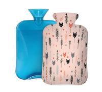 Mexpekil Hot Water Bottle with Soft Flannel Cover 2L Large Hot Water Bag for Pain Relief, Warm Hands, Feet & Body Ideal Gifts for Adults Kids (African Arrow)