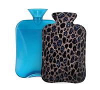 Mexpekil Hot Water Bottle with Soft Flannel Cover 2L Large Hot Water Bag for Pain Relief, Warm Hands, Feet & Body Ideal Gifts for Adults Kids (Leopard Print Marble)